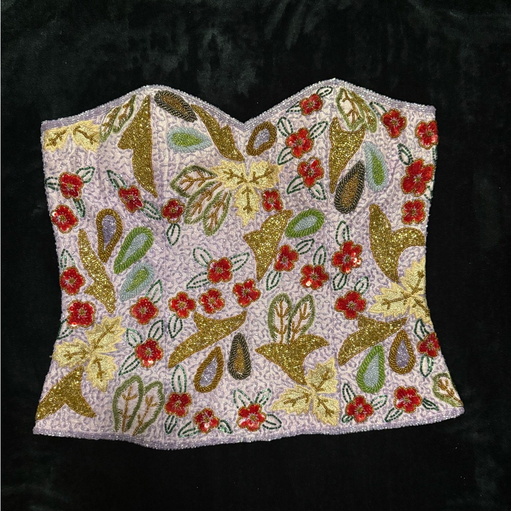 Embroidered/Beaded Floral Women's Corset Top